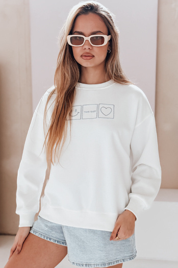 Ženska bluza prevelike velikosti z vezenino EASYJOY bela Dstreet BY1514