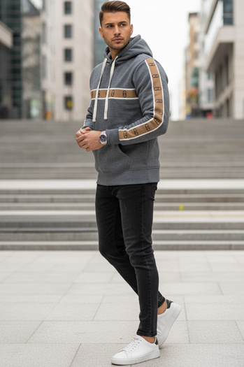 Moška majica s kapuco temno siva Dstreet BX5936