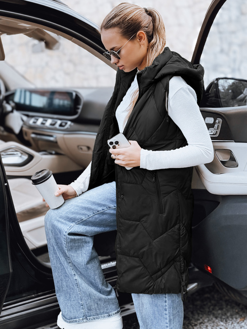 Kamizelka damska długa pikowana czarna Dstreet TY5269