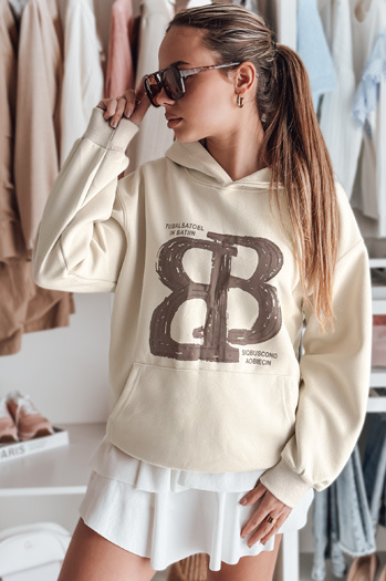Ženska bluza s kapuco presežne velikosti LITESSO beige Dstreet BY1418