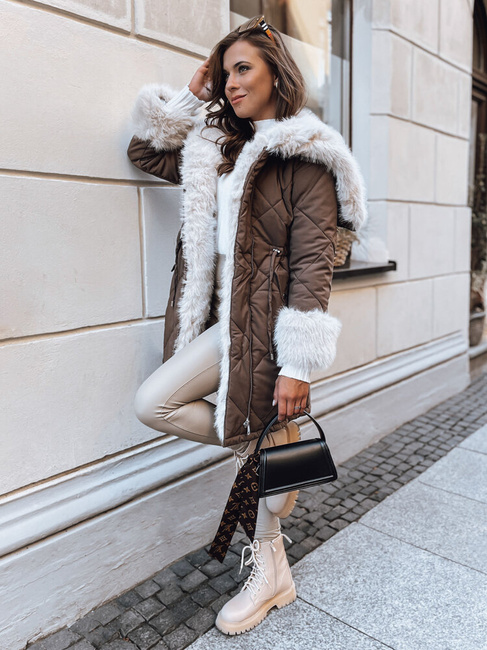 Ženska zimska jakna LUXURY Barva kavna DSTREET TY3932