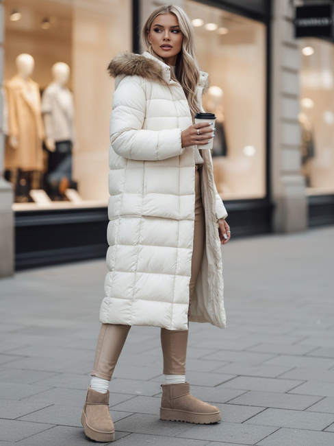 Ženska prešita zimska jakna s kapuco CROMBILA bela Dstreet TY4101z