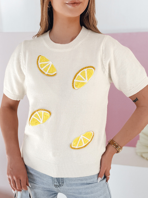 Ženski prevelik pulover z limonami Lemon ecru Dstreet MY2475