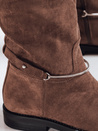 Ženski škornji Dstreet ZY1204 iz semiša v rjavi barvi