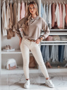 Ženska bluza z dolgimi rokavi v barvi maslene sivke CRYSTALIA mocha Dstreet RY2770