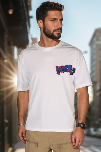Moška majica s potiskom bela Dstreet RX5644