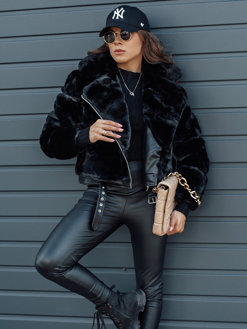 Ženska zimska krznena jakna SAVARA black Dstreet TY4693