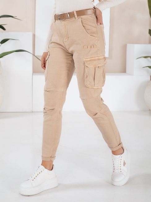 Ženske tovorne hlače CARGOIF light beige Dstreet UY2712