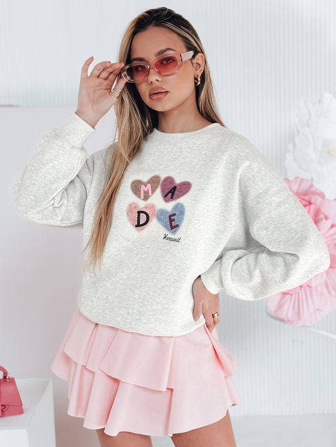 Ženska prevelika majica s srčki MADELIN siva Dstreet BY1459