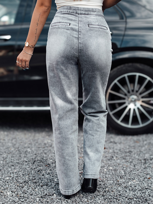 Ženske kavbojke ZIPELLA z visokim pasom baggy jeans sive barve Dstreet UY2207