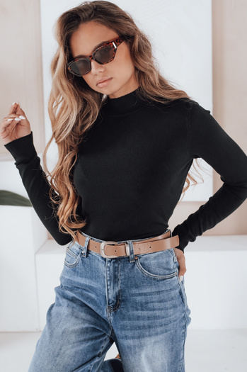 Ženski pulover z rolojem TARLENA black Dstreet MY2483