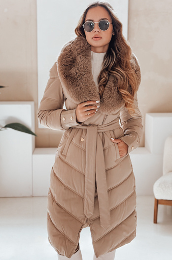 Ženska zimska jakna, prešita s krznom camel Dstreet TY5077