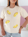 Ženski prevelik pulover z limonami Lemon beige Dstreet MY2476