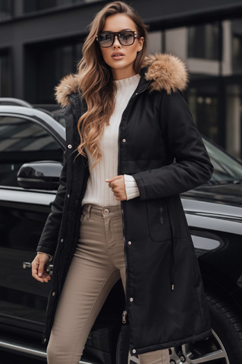 Ženska zimska jakna parka s krznom črna Dstreet TY5115