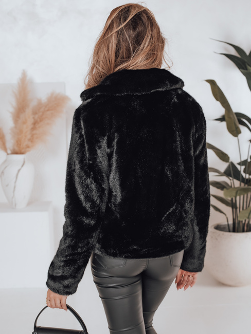Ženski krznen plašč GLAMFLUFFY kratek črn Dstreet TY4985