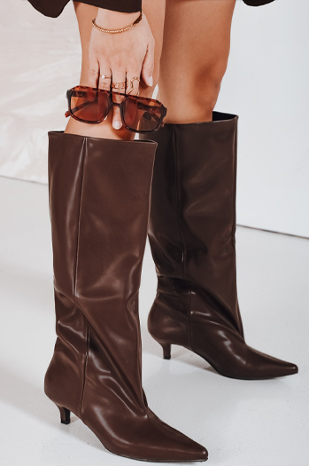 Ženski rjavi škornji Dstreet ZY1191