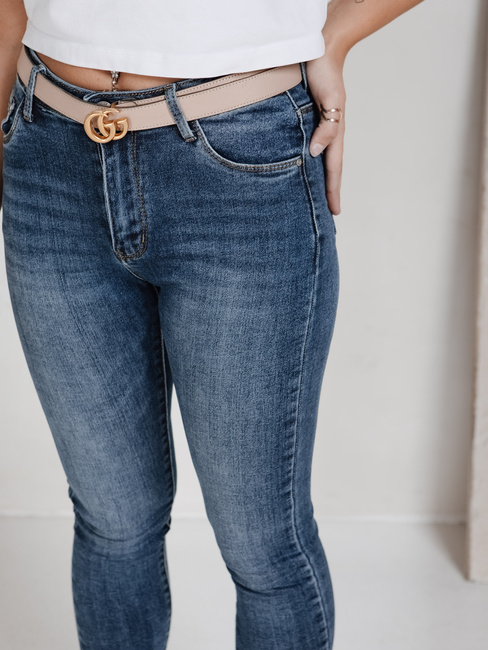 Ženske oprijete kavbojke modre barve Dstreet UY2816