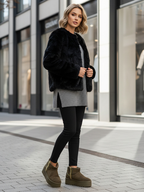 Ženski semiš zeleni snežni škornji Dstreet ZY1295