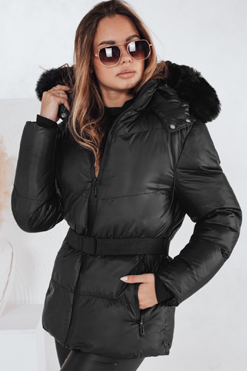 Ženska zimska prešita jakna s kapuco LOVELINA black Dstreet TY4981