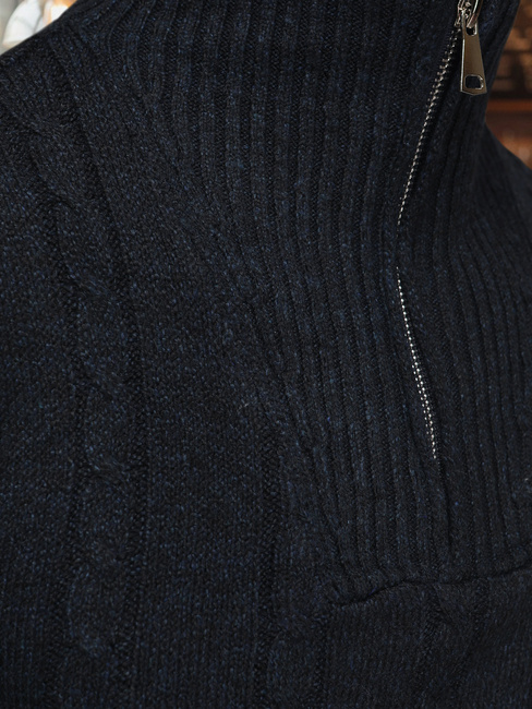 Moški pulover s stoječim ovratnikom mornarsko modra Dstreet WX2326