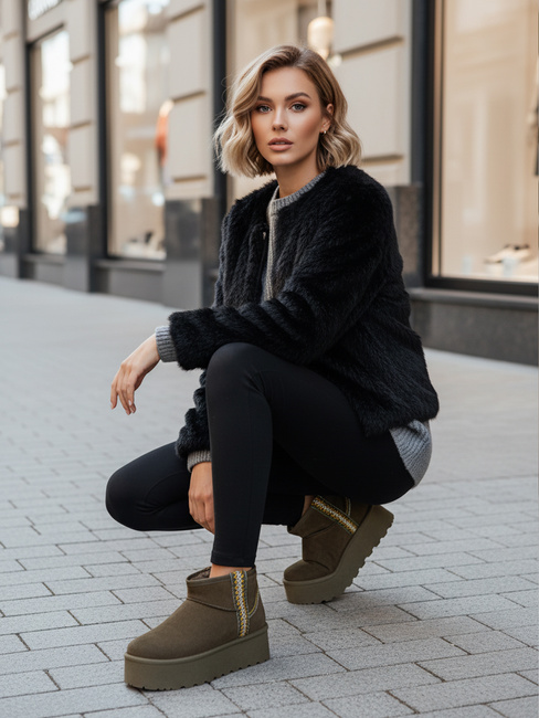 Ženski semiš zeleni snežni škornji Dstreet ZY1295