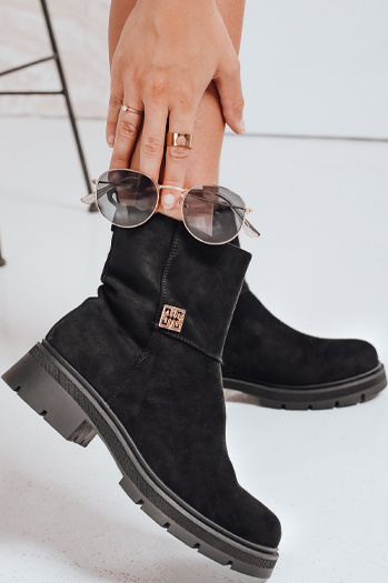 Ženski črni semiš škornji Dstreet ZY1115