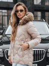 Ženska zimska jakna s krznom bež barve Dstreet TY5512