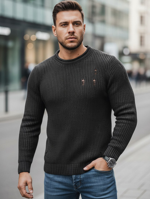 Moški klasičen pulover Barva Temno siva DSTREET WX1990
