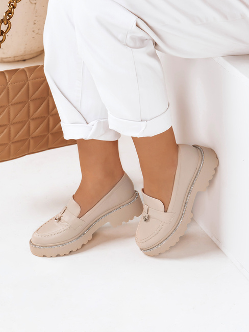 Ženski mokasini LOAFELIA beige Dstreet ZY0606