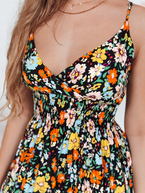 FLOWMISS maksi obleka črna s cvetjem Dstreet EY2627