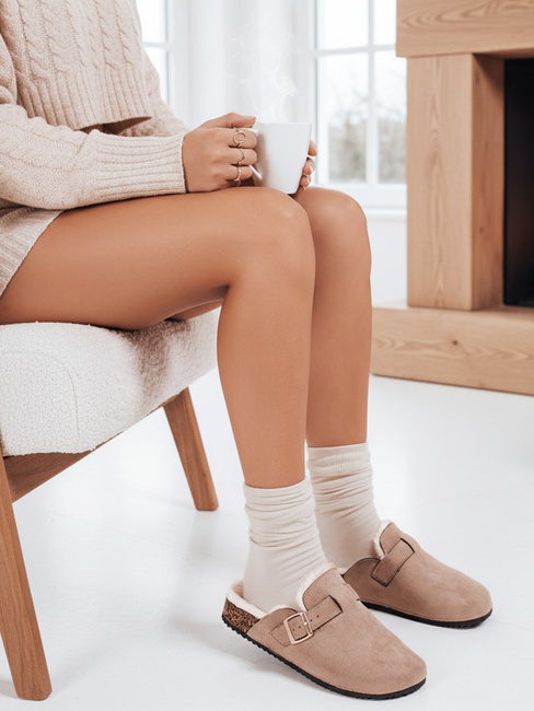 Ženske semiš izolirane japonke beige Dstreet ZY1196