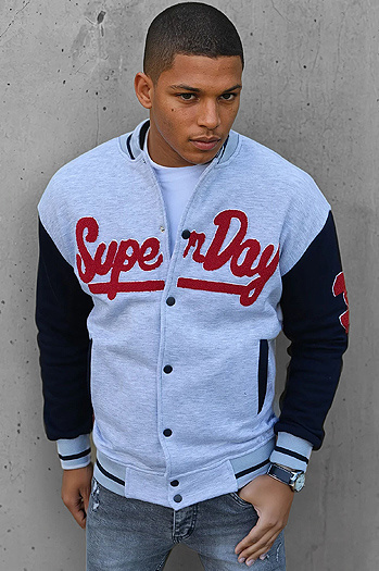 Moška siva jopa z zadrgo Dstreet BX5446