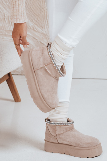 Ženski škornji s platformo svetlo bež Dstreet ZY1055