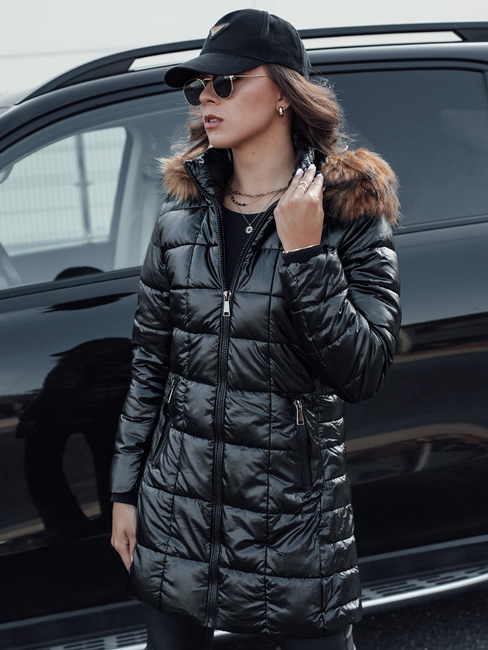 Kurtka damska czarna WINTERZIP z kapturem Dstreet TY4568