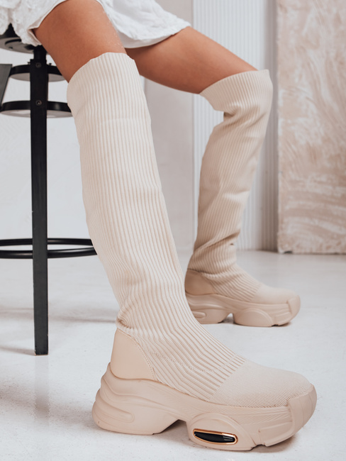 Ženski škornji z nogavicami beige Dstreet ZY1322