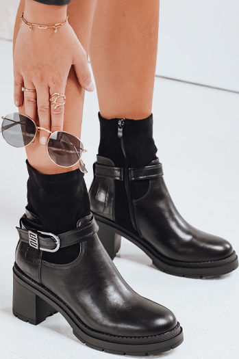 Ženski škornji s peto NOIRSTEP black Dstreet ZY0523