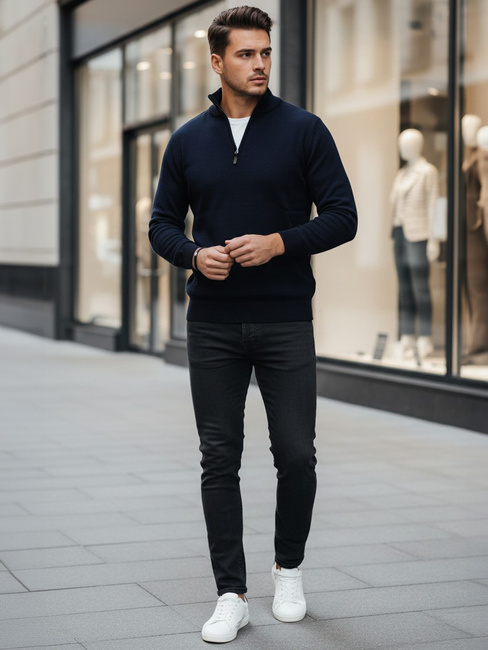 Moški pulover v mornarsko modri barvi Dstreet WX2338