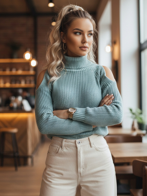 Ženski pulover z ovratnikom ARIEL Barva Zelena DSTREET MY1699