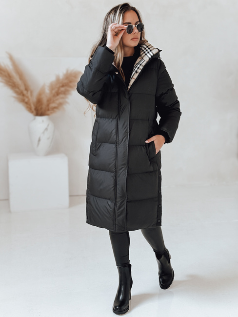 WINTERMISS ženska zimska dolga prešita jakna s kapuco črna Dstreet TY4967