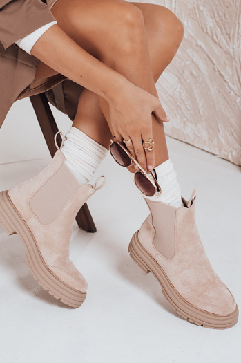 Ženski škornji MADDEN Dstreet iz semiša v bež barvi ZY0415