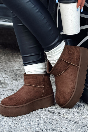 Ženski škornji ALPIKA z visokim podplatom rjave barve Dstreet ZY0563