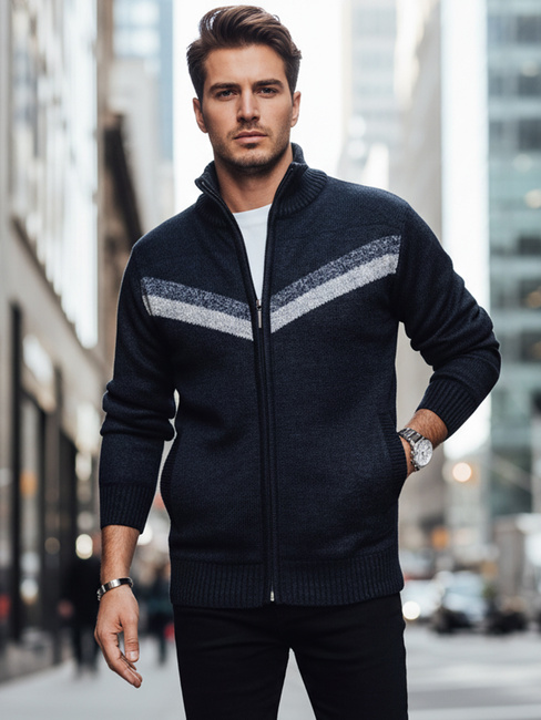 Moški pulover brez gumbov v mornarsko modri barvi Dstreet WX2259z