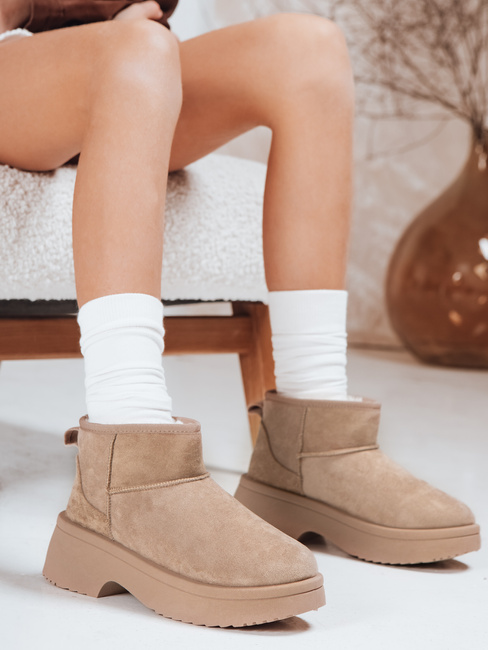 Ženski snežni škornji na debelem podplatu bež Dstreet ZY1289