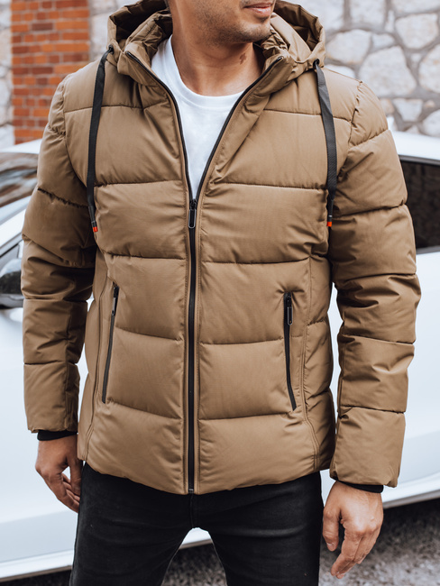 Moška prešita zimska jakna s kapuco camel Dstreet TX5067
