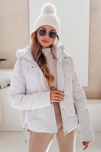 Ženska zimska jakna LOVEWARM kratka prešita s kapuco bela Dstreet TY5042