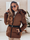 Ženska zimska prešita jakna s kapuco LOVELINA rjava Dstreet TY4953