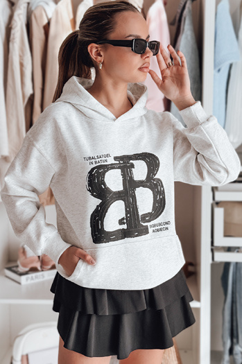 Ženska majica s kapuco presežne velikosti LITESSO siva Dstreet BY1412