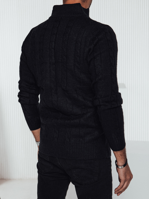 Moški pulover z razširjenim ovratnikom črne barve Dstreet WX2265