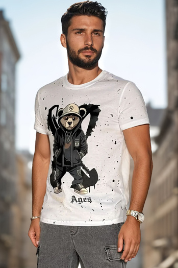 Moška majica s potiskom bela Dstreet RX5656