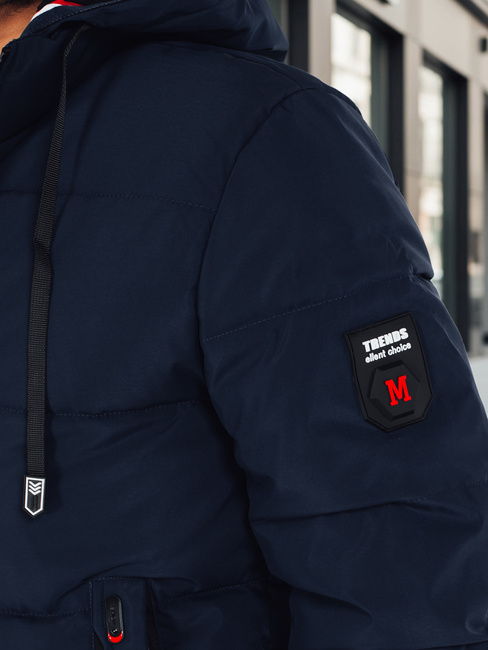 Moška zimska jakna s kapuco mornarsko modra Dstreet TX5086z